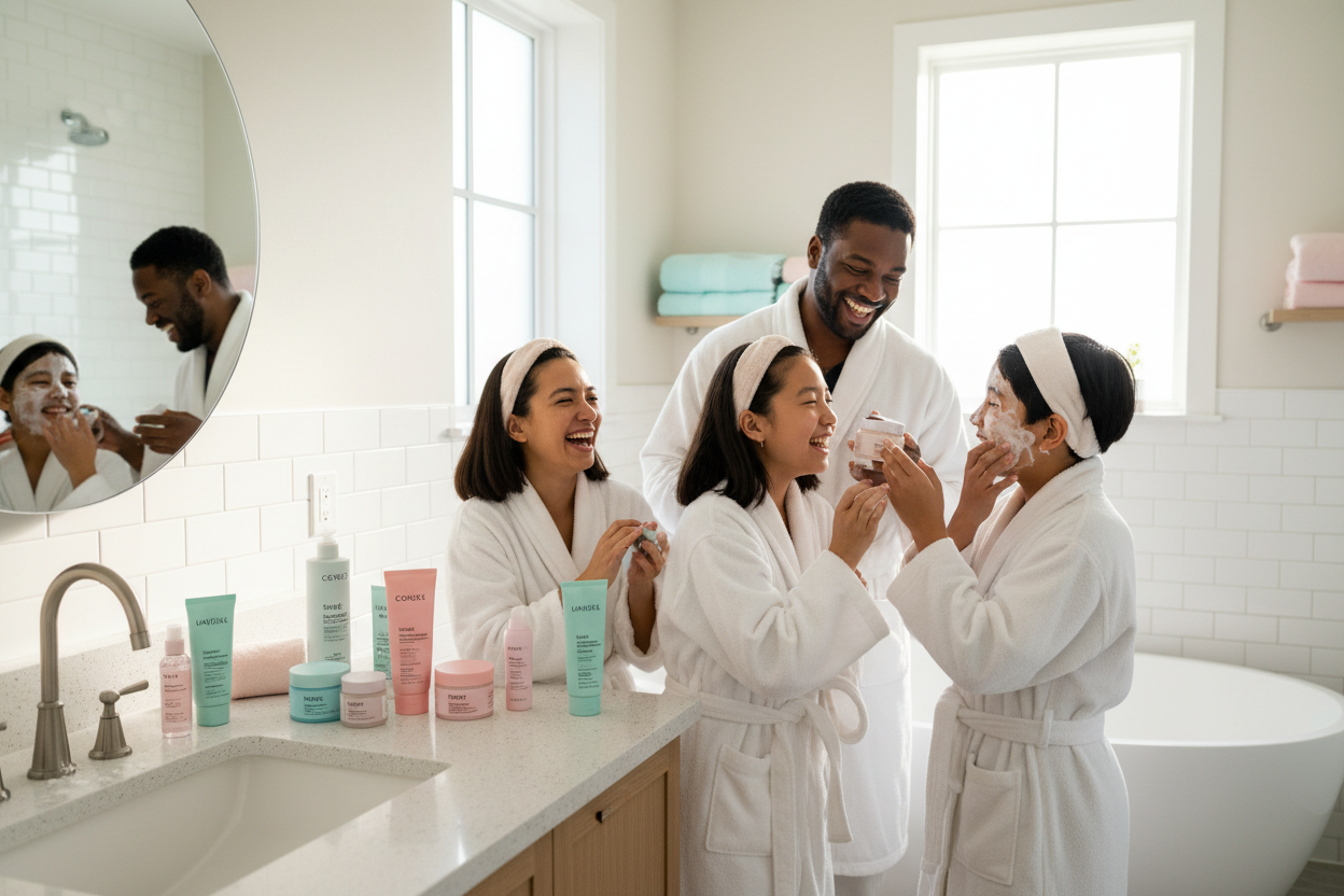 Family bathroom skincare